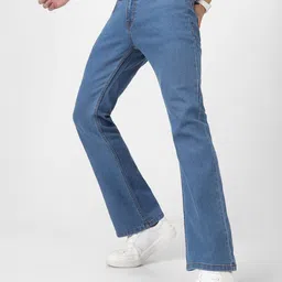 urbano fashion Men Boot-Leg Mid Rise Light Blue Jeans-picture-17