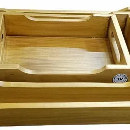 woodpride Italian Tray Hand Crafted High Graded Wooden Light Brown Serving Tray image 1