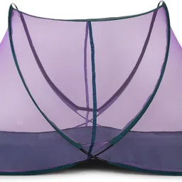 sk online services Polyester Adults Washable Attractive Sleeping Single Bed Mosquito Net With Cloth Base/ Portable Single Bed Mosquito Net With Large Zippers For Easy Entrance And Exit (Purple) Mosquito Net image 2
