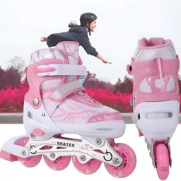 jr club Red Beginner Roller Inline Skating with Adjustable Size and Front In-line Skates - Size NA UK image 3