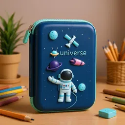 famyo Blue Pencil Pouch for Boys Astronaut, Space Art EVA Pencil Box-picture-33