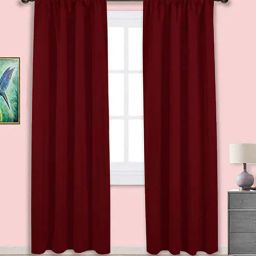 parda online Maroon Polyster Solid 9ft Blackout Rod Pocket Window/Door (1 Pc)-picture-41