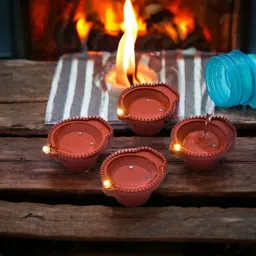 ketaketi Water Sensor Electric LED Brown Diya for Diwal,Decor Plastic (Pack of 6) Plastic (Pack of 6) Table Diya image 4