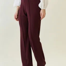 aayu Women Regular Fit Purple Lycra Blend Trousers image 3