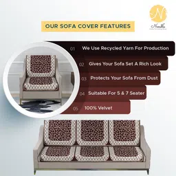 nendle Velvet 3+3 Seater L-Shape Sofa Abstract Cover image 2