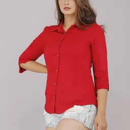 munga fashion Women Regular Fit Solid Built-up Collar Casual Shirt-picture-27