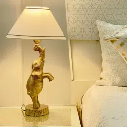 casagold Antique Brass Finish Metal Design Elephant Table Lamp image 1