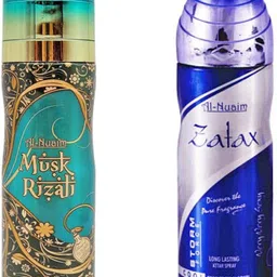 al-nuaim Musk Rizali + Zatax Non Alcoholic Body Spray 200 ml for Men and Women| 400 ml Deodorant Spray - For Men-picture-17