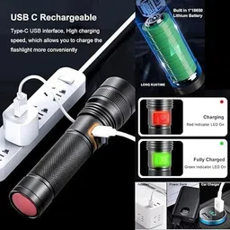 sument M035 (ZOOMABLE METAL LED TORCH)3 Modes Flashlight, Super Bright 80W LED Light Torch image 4