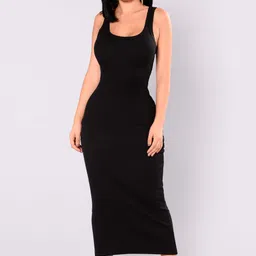 design plus fashion Women Bodycon Black Midi/Calf Length Dress image 3