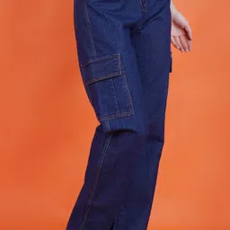 linaria Women Regular Mid Rise Dark Blue Jeans-picture-13