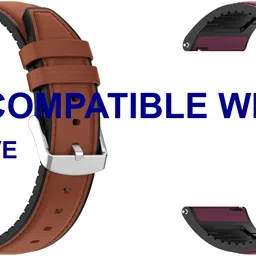 ACM WSM33U22BRPU3921 Pack of 2 Watch Strap Leather Silicone Belt 22mm for Pebble EVE Smartwatch (Brown/Purple) Smart Watch Strap-picture-41