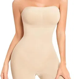 kaththai Full Body Strapless Bodysuit-Compression Bodysuit for Tummy Control & Sculpting Solid Women Beige Swimsuit-picture-13