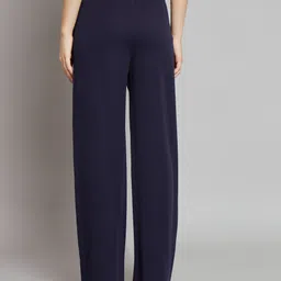 nysine Women Regular Fit Dark Blue Lycra Blend Trousers image 2