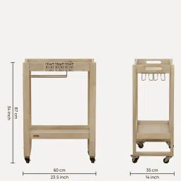 woodsworth from pepperfry Serengeti Mango Wood Bar Trolley In White Wash Finish image 2
