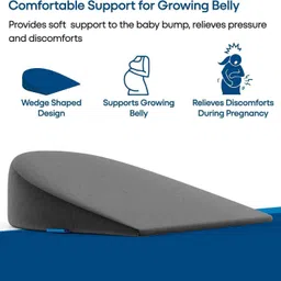 hospikart Memory Foam Maternity Pillow Wedge for Supporting Belly, Back During Pregnancy Memory Foam Solid Pregnancy Pillow Pack of 1 image 2