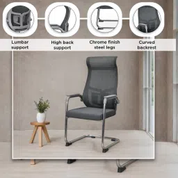 royaloak Verona Breathable Mesh Cantilever Chair in Grey Colour image 4