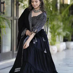 bairaj Solid Stitched Lehenga & Crop Top image 5