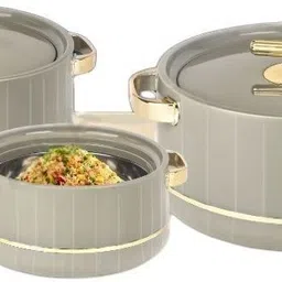 blal Pack of 3 Decor Deluxe Plastic Inner Stainless Steel Insulated Casserole Thermoware Casserole-picture-18