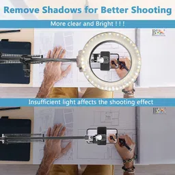 BROLAVIYA Mobile Stand New 3D LED 6 Inch RGB Ring Light, 2 Way Base Clamp, 1/4" Ball Head Mobile Holder image 4