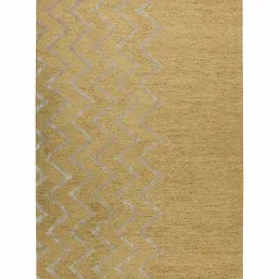 saraswati global Gold Abstract Blended Wool 6 ft x 9 ft Hand Tufted Carpet image 2