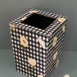 casagold Wood Floral Blue Trash Printed Design Dustbin Waste Paper Baskets image 4