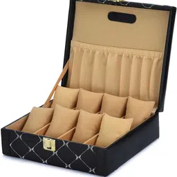 grott 8 Slot Watch Box Organizer for Men & Women | PU Leather | Lockable Case Watch Box image 2