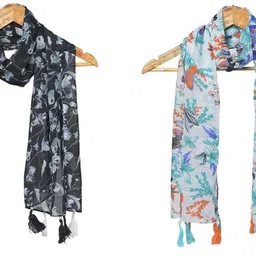 mss fashion Printed Chiffon Women Multicolor Stole, Scarf, Fancy Scarf image 1
