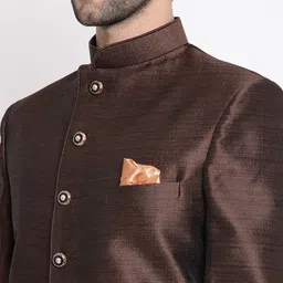 vastramay Men Self Design Mandarin Festive & Wedding Blazer image 4