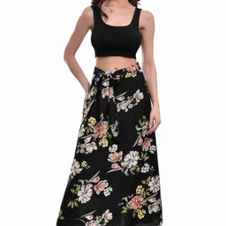 martiva Women Floral Print, Self Design, Printed Wrap Around Multicolor, Beige, Light Green, Pink Skirt-picture-35