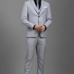 louis philippe Men Three Piece Suit Checkered Suit-picture-45