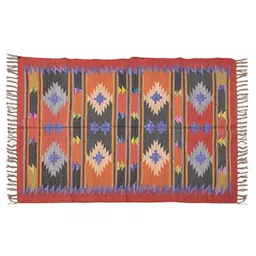 baithak krafts Red Wool & Jute Geometric 60 x 36 Inches Hand Woven Dhurries image 2