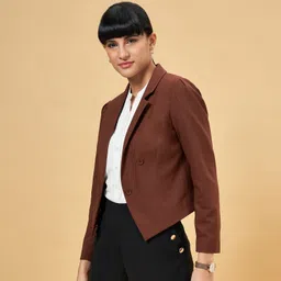 annabelle by pantaloons Women Solid Single Breasted Formal Blazer image 3