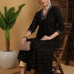 Women Solid Viscose Rayon Flared Kurta-image-33