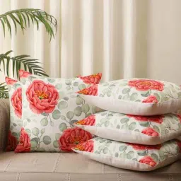 Pink Floral Cotton 18 x 18 Inches Cushion Covers (Set of 5) by Jamio Firati-picture-28