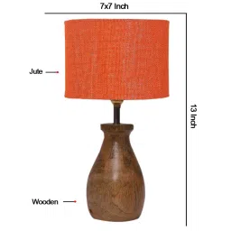 new era Orange Jute Table Lamp With Wood Base image 4