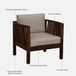 woodsworth from pepperfry Gistrup Sheesham Wood 1 Seater Sofa In Honey Oak Finish image 4