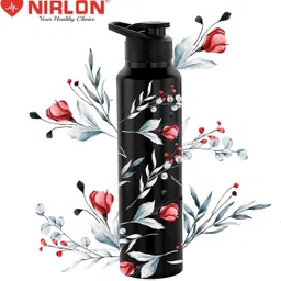 nirlon Classic Flip UV Printed Single Wall Stainless Steel Sipper Cap Water Bottle 1000 ml Bottle image 3