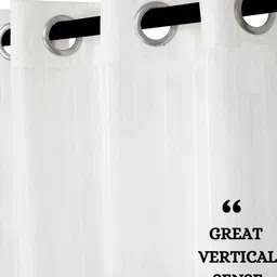 the conversion White Stripes Linen Stripes 9ft Sheer Eyelet Longdoor Curtain (1 Pc) image 3