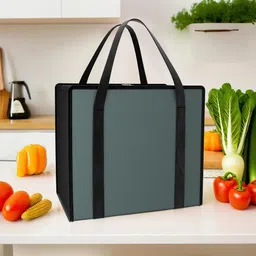 kuber industries Waterproof Grocery Bag For Daily Use with Handle | Small | Grey Grocery Bag-picture-13