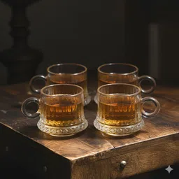 afast Pack of 4 Glass Clear Glass Cup | Stylish & Easy-To-Handle Mug For Hot Beverages, Pack Of 4 -A11-picture-47