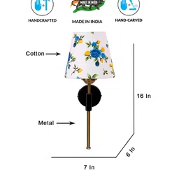 new era Antique Gold Wall Lamp with Multicolor cotton shade image 5