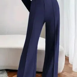 Women Regular Fit Blue Lycra Blend Trousers-image-21