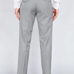 peter england Men Regular Fit Grey Cotton Blend Trousers image 4