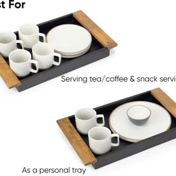 shay Large Wooden Box Tray for Serving | Black | Multipurpose Wood Tray Tray Serving Set image 4