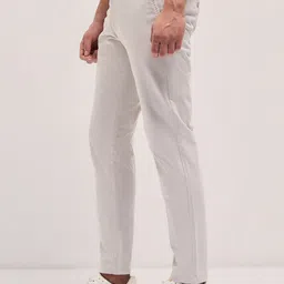 the bear house Men Slim Fit Cream Cotton Blend Trousers image 3