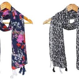 mss fashion Printed Chiffon Women Multicolor Stole, Scarf, Fancy Scarf-picture-39