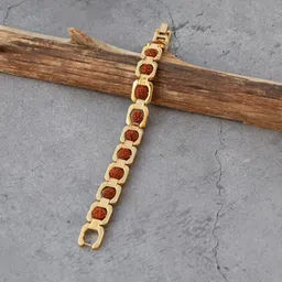 spyronix real treasure Rudraksha, Stainless Steel Gold-plated Bracelet image 2