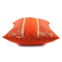 Orange Brocade Textured 12 x 18 Inches Cushion Cover By (Set Of 2) By ANS image 3