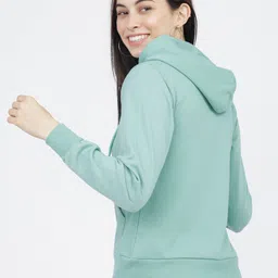 tokyo talkies Women Full Sleeve Solid Hooded Sweatshirt image 4